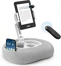 Kindle Pillow Stand with Wireless Page Turner, Kindle Holder for Bed with Storage Tray, Adjustable Tablet Pillow Stand for Hands-Free Reading, Fits Kindle & Tablets 4.7&ndash;11", Reading Accessories Gift