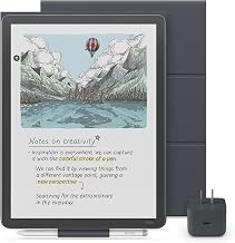 Kindle Scribe Essentials Bundle - Amazon Kindle Scribe Colorsoft (32GB) - Graphite, Premium Pen, Plant-Based Leather Folio Cover-Graphite, Power Adapter