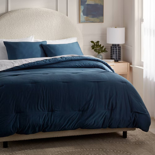 King Washed Sateen Comforter and Sham Set Indigo - Threshold: OEKO-TEX Certified