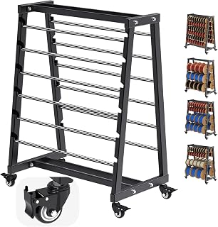 Kipika Heavy Duty Mobile Wire Spool Rack - 12-Rod Adjustable Cable Reel Holder with Locking Swivel Casters, Alloy Steel Frame for Industrial, Electrical, Workshop, 400LB Capacity