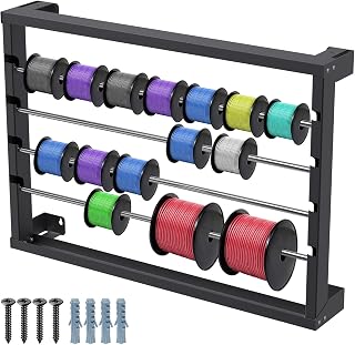 Kipika Portable Wire Spool Rack - Heavy-Duty Steel Cable Dispenser with 4 Adjustable Rods, Spool Rack Holder for Efficient Storage & Dispensing (B: Wall-mounted Wire Spool Holder (4 Rods))
