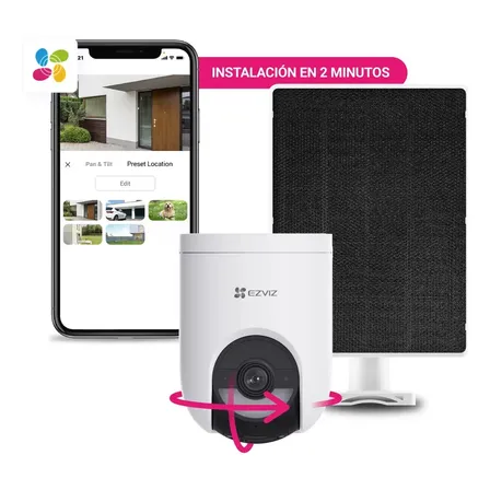 Kit C&aacute;mara De Seguridad Ezviz Hb8c 4mp Wifi + Panel Solar Blanco