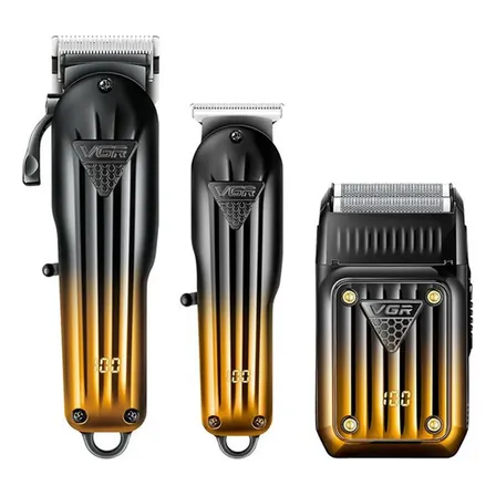 Kit Cortadora Pelo Trimmer Shaver 3en1 Profesional Vgr V-644 Color Negro y dorado