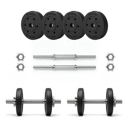 Kit Mancuernas Macizas A Rosca + 20 Kg en 4 Discos de 5 Kgs