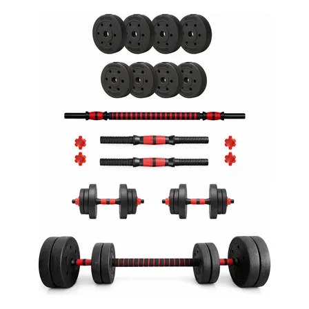 Kit Mancuernas Y Barra Topes A Rosca 30kg Discos A Eleccion 4 De 5kg Y 4 De 2.5kg