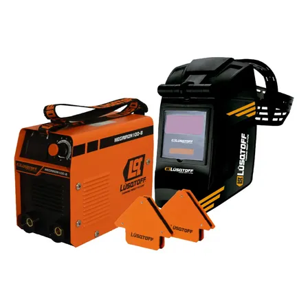 Kit Soldadora Inverter Lusqtoff MEGAIRON100-8 + M&aacute;scara y Escuadras Magneticas