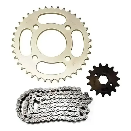 Kit Transmision Motos 110 Corona Cadena Pi&ntilde;on -  Fas Motos Gris