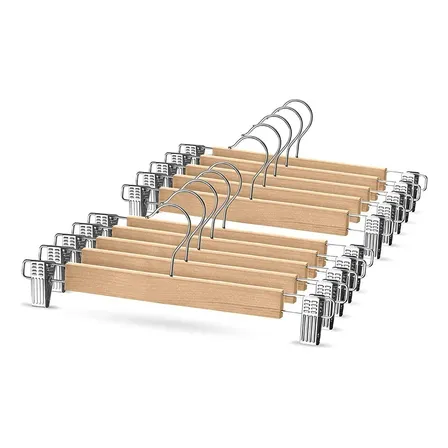 Kit X100 Percha De Madera Pantalonera C/broches Hogar Actual