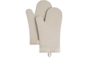 KITCHENAID Ribbed Soft Silicone Oven Mitt 2-Pack Set, 7.5"x13", Milkshake