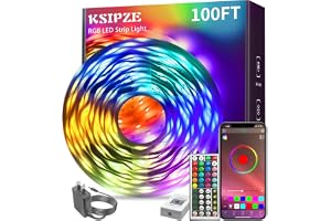 KSIPZE 100ft Led Strip Lights RGB Music Sync Color Changing Led Lights with Smart App Control Remote Led Lights for Bedroom Room Lighting Flexible Home D&eacute;cor