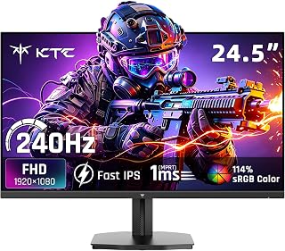 KTC 24.5 Inch 240Hz Gaming Monitor, FHD Computer Monitor Fast IPS, H25T7-A | 1080P 1MS MPRT, Adaptive Sync,114%sRGB, HDR Support, HDMI DP, Tiltable, Eye Care, VESA Mount, HDMI Cable Inc.