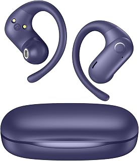 kurdene Wireless Earbuds 5.4 Bluetooth Headphones, Open Ear Buds with Deep Bass Sound, 60Hrs Playtime Earphones Secure Fit for Earhooks for Running, Meeting, Workout-Blue
