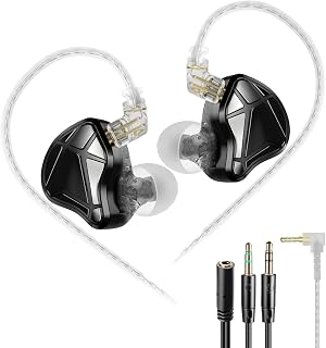 KZ Axas Gaming Earbuds,Deep Bass Sound Wired Earbuds,in Ear Monitor Headphones,IEM for Gaming Video Calling HiFi Noise Cancelling Headphones for Music Compatibility for Phone (Black, No Mic)
