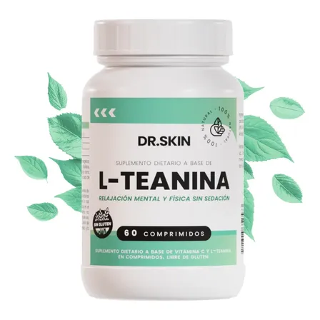 L-Teanina Dr Skin de 400 mg para Calmar Ansiedad y Mejorar el Enfoque, 60 Comprimidos Sin TACC