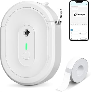 Label Maker Machine with Tape, N12 Portable Bluetooth Label Printer, Wireless Mini Label Makers Thermal Sticker with Multiple Templates for Home, Kitchen, School, Office Organization, White