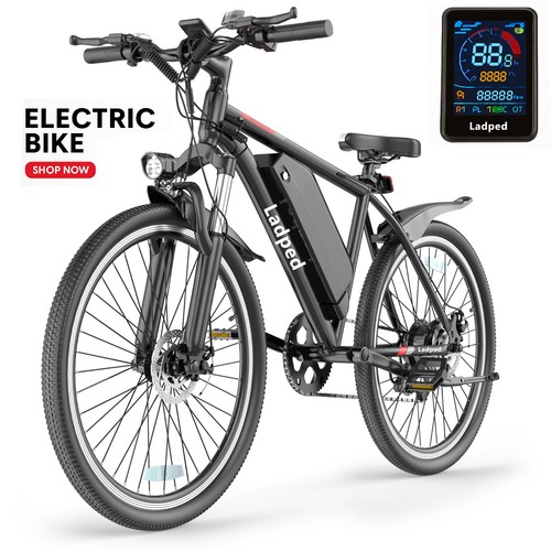 Ladped 26inch Electric Mountain Bike 22MPH Commuting Adults Electric Bicycle