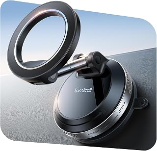 Lamicall Car Phone Holder for Magsafe - [Upgraded Nano Gel Vacuum Suction] 360&deg; Phone Holders for Your Car Dashboard Windshield, Strong Magnetic Phone Holder for Car Mount for iPhone 17 Pro Max Silver