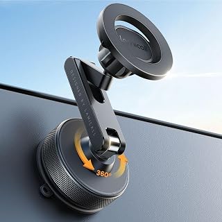 Lamicall Car Phone Holder Mount Ultra Nano Gel & 70+LBS Vacuum Suction Cup | 20X Strong Magnets 360&deg; Phone Holders for Your Car Dashboard Windshield Car Mount for iPhone 17 16 15 Pro Max S26 S25 Black