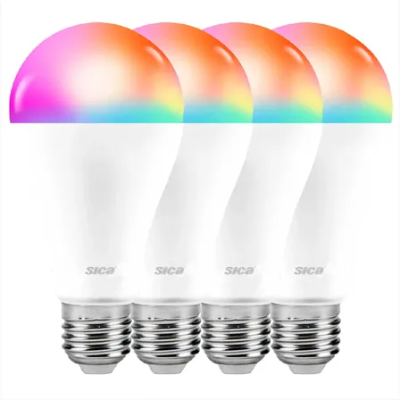 L&aacute;mpara Led Sica Smart Wifi Rgb 15w E27 Pack X4 Rgb