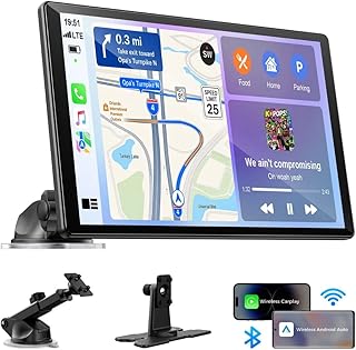 LAMTTO 11" Wireless CarPlay Screen with in-Cell Display and Dual-Band WiFi | GPS Navigation, Mirror Link for iPhone & Android, OTA Updates, Custom Wallpaper,A Thoughtful Gift for Family & New Drivers