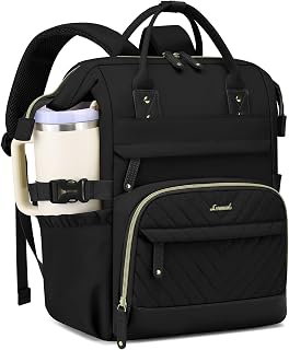 Laptop Backpack for Women School Bookbag: 15.6 Inch College Backpacks with Tumbler Holder Pocket Student Computer Bag for Teen Girls Waterproof Womens Work Backpack for Nurse Teacher Travel Back Pack
