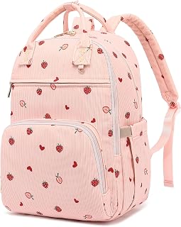 Laptop Backpack for Women, Teacher Nurse Work Backpack, Strawberry Pink