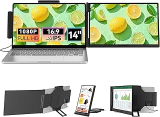 Laptop Screen Extender 14.1" 1080P, Dual Screen Monitor for Laptop 13-17.3"