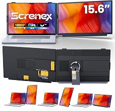Laptop Screen Extender, 15.6" FHD IPS Portable Laptop Monitor, Detachable & Clip-on 4 Modes Dual Screen for 14-17" Laptops, One Cable Plug & Play Compatible with Wins/Mac/Android/Chrome
