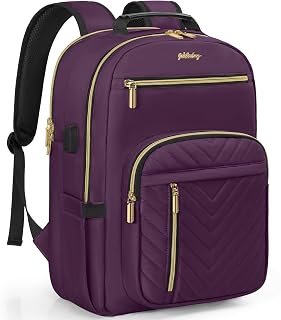 Laptop Travel Work Backpack for Women 15.6" College Laptop Backpack | Purse Bookbag for Teacher Nurse, Large-Capacity 28L College Back Pack, Water Resistant Computer Business Bag(Deep Purple)