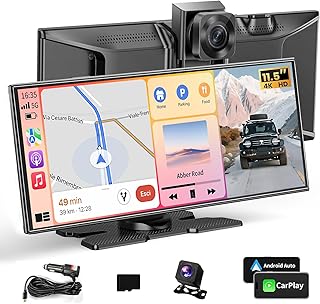 Largest 11.5" Apple Portable Carplay Screen for Car, 4K Wireless Car Play & Android Auto, Upgrade Touchscreen with Dash Cam,App Control/Loop Recording/Backup Camera/Mirror Link/GPS/FM for All Vehicles