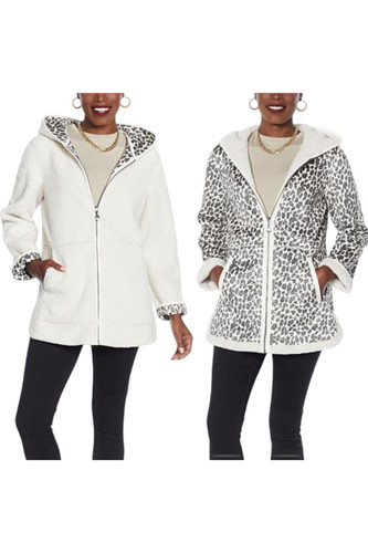 Laurier Women's Faux Shearling 30&Prime; Zip Parka Leopard