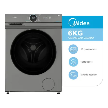 Lavarropas Midea 6 Kg Mf100w60/t-a1 - Color Titanio