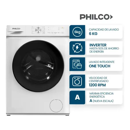 Lavarropas Philco 6 Kg Carga Frontal Inverter Blanco