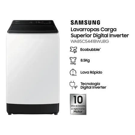 Lavarropas Samsung Sawa85 8.5kg Carga Superior Led Color Blanco