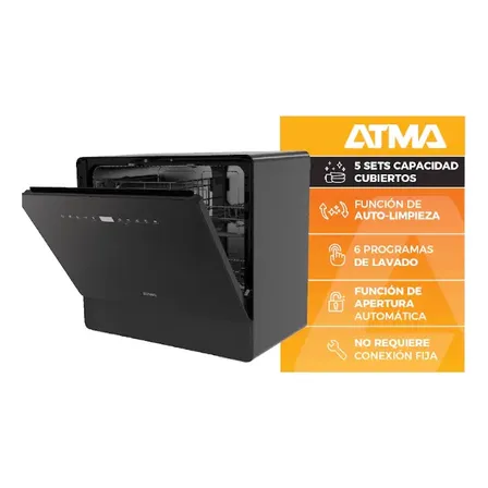 Lavavajillas Atma 5 Cubiertos Llj05 Sobremesada Negro