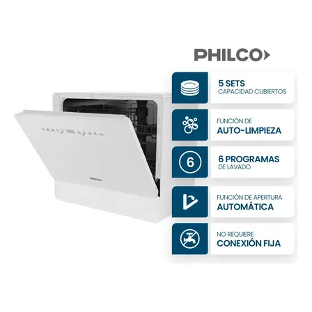 Lavavajillas Philco 5 Cubiertos Phlj05 Sobremesada Blanco