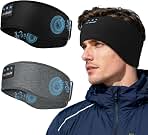 LC-dolida 2-Pack Sleep Headphones Bluetooth 5.4, Ear Warmer Headband Headphones Earphones Wireless, Ear Covers Sleep Mask for Gifts,Workout,Jogging,Yoga(Black and Grey)