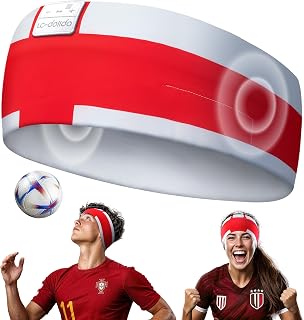 LC-dolida Flag Bluetooth Sports Headband, Wireless Sweatproof Headband Headphones for Soccer Fans, Soft Washable Music Headband for Game Day Outdoor Sports Travel Running