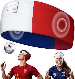 LC-dolida France Flag Bluetooth Sports Headband, Wireless Sweatproof Headband Headphones for Soccer Fans, Soft Washable Music Headband for Game Day Outdoor Sports Running