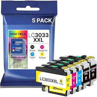 LC3033XXL Ink Cartridges 5-Pack Replacement for Brother LC3033 BK/C/M/Y Ink Cartridges LC3035 LC3033XXL High Yield for MFC-J995DW MFC-J805DW MFC-J815DW Printer (2 Black, 1 Cyan, 1 Magenta, 1 Yellow)