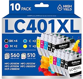 LC401XL Ink Cartridges for Brother Printer Compatible Replacement for Brother LC401 Ink Cartridges LC401 XL LC 401XL 401 for MFC-J1010DW MFC-J1170DW MFC-J1012DW MFC-J1800DW (High Yield, 10-Pack)