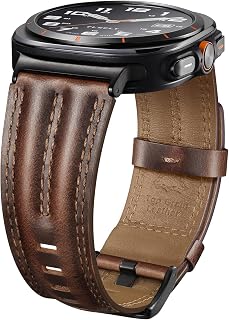 Leather Band for Samsung Galaxy Watch Ultra 2/Ultra 47mm Men | Top Grain Leather, Handcrafted Dual-Stitched, Rugged Vintage, Business Outdoor Travel, Fits 6.2"&ndash;8.9", Gift for Men