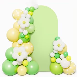 LEBENGURU 6.6FT Arch Backdrop Cover, Green Spandex Fitted for Round Top | 2 Sided Wedding Fitted Arch Cover, Chiara Stand Covers, for Birthday Party Baby Shower Banquet Balloon D&eacute;cor
