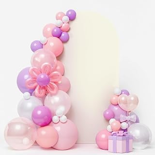 LEBENGURU 6FT Arch Backdrop Cover, Beige Blue Spandex Fitted for Round Top | 2 Sided Wedding Fitted Arch Cover, Chiara Stand Covers, for Birthday Party Baby Shower Banquet Balloon D&eacute;cor