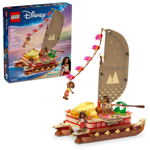 LEGO Disney Moana&rsquo;s Adventure Canoe Fantasy Toy Boat Building Set 43270