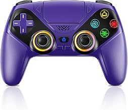 LENISUOLE Wireless Controller for PS5/PlayStation 5 & PC - Purple, Bluetooth Gamepad with Turbo, 6-Axis Motion Sensor, Programmable Buttons, RGB Lighting, 3.5mm Audio Jack, 1000mAh Battery
