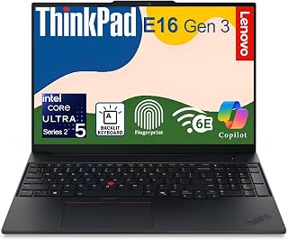 Lenovo ThinkPad E16, Intel Ultra 7 255H, 32GB DDR5 & 1TB SSD, Win 11 Pro | Laptop Computer for Business Daily Work, Fingerprint Reader, Backlit Keyboard, Long Battery Life & Fast Charging, AI-Ready