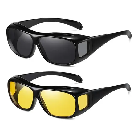 Lentes Visi&oacute;n Nocturna Hd Anteojos Anti Encandilamiento X2 Deportivo Envolvente Negro (montura) Amarillo Y Negro Negro