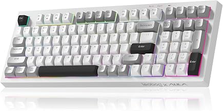 LEOBOG x Aula Wireless Keyboard 98 Keys Membrane Computer Keyboards | Silent Keyboard, 2000mAh Creamy Keyboard with Number Pad, Tri-Mode BT/2.4GHz/USB-C Connection for PC MAC Office Dorm Rooms