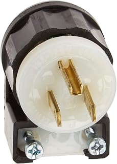 Leviton 15 Amp, 125 Volt, Angle Plug, Straight Blade, Industrial Grade, Grounding, 5266-CA, Black-White